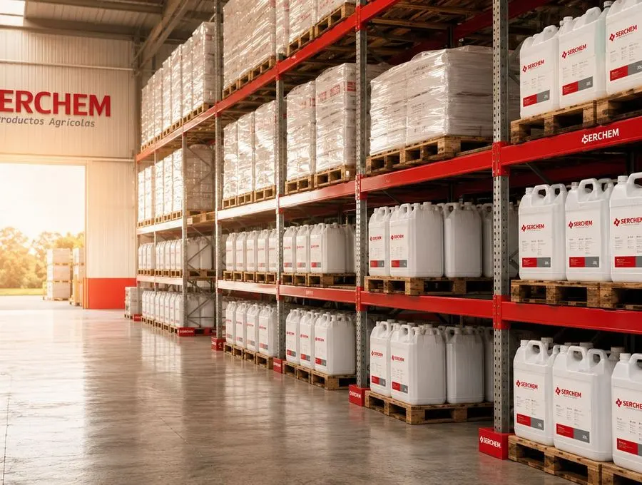 Bodega Serchem con productos listos para despacho